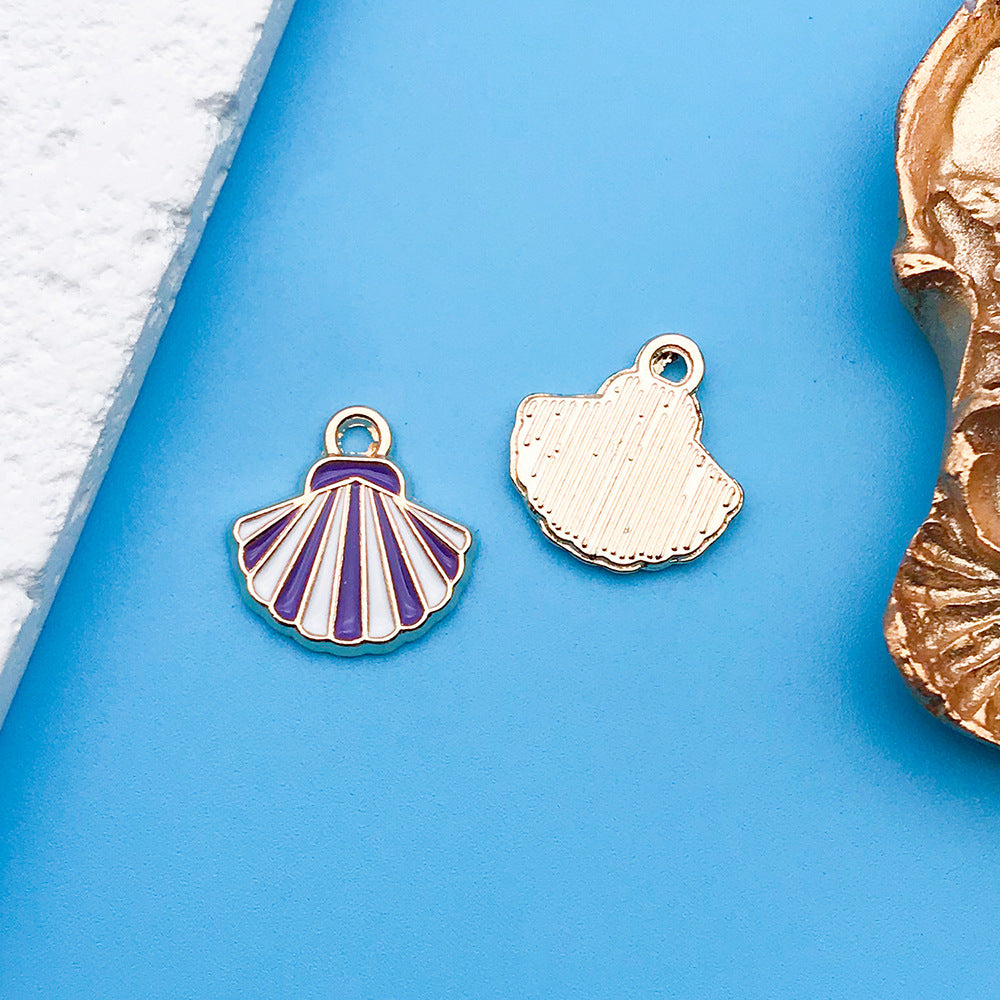 Wholesale Purple Drip Oil Alloy Flower Love DIY Necklace Bracelet Pendant